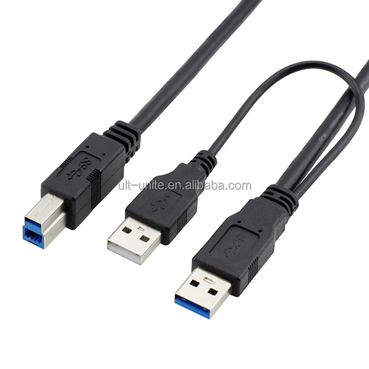 USB3.0 Мужчина + USB2.0 (Блок Питания) НА Тип-B Мужской Кабель, Черный, L = 0.6 м