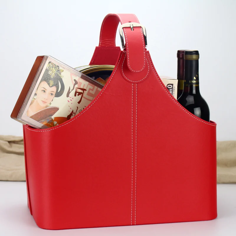 China manufacturer flower willow storage gift baskets portable gifts basket leather basket