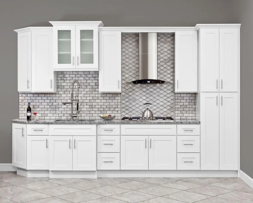 rta modern white shaker solid wood modular kitchen cabinet