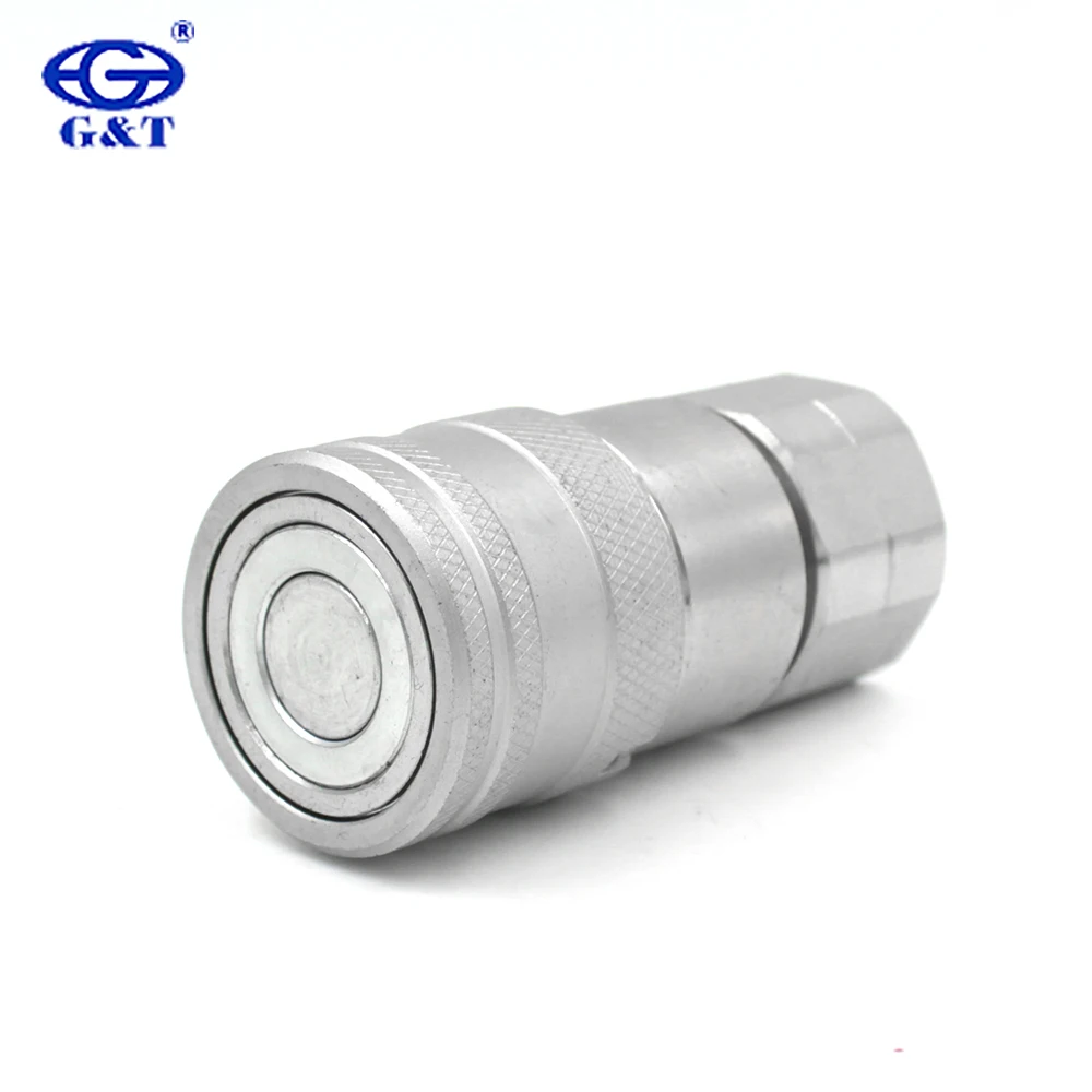 1/2 inch BSP NPT 5000 PSI carbon steel ISO 16028 flat face hydraulic quick coupler for skid steer snow blower and tractor