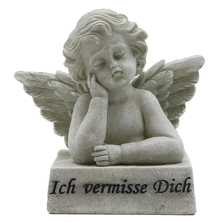 Wings sleeping cupid cherub figurine miniature grave cemetery angel statue