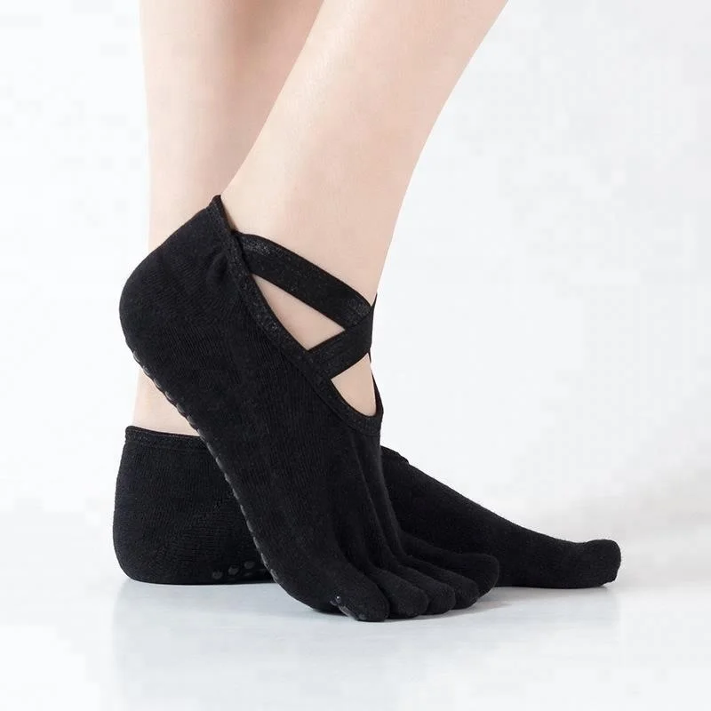 Высококачественные пластиковые нескользящие носки с пятью пальцами для йоги