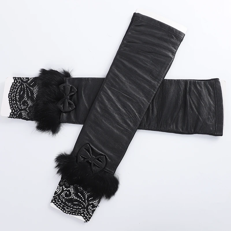 
Fashion women opera female silk long sleeve sexy leather gloves mittens 