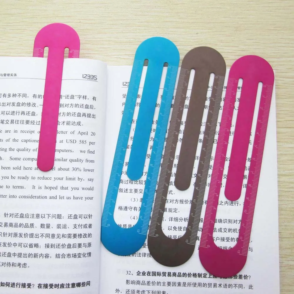 Factory price custom logo metal aluminium 13cm straight bookmark ruler