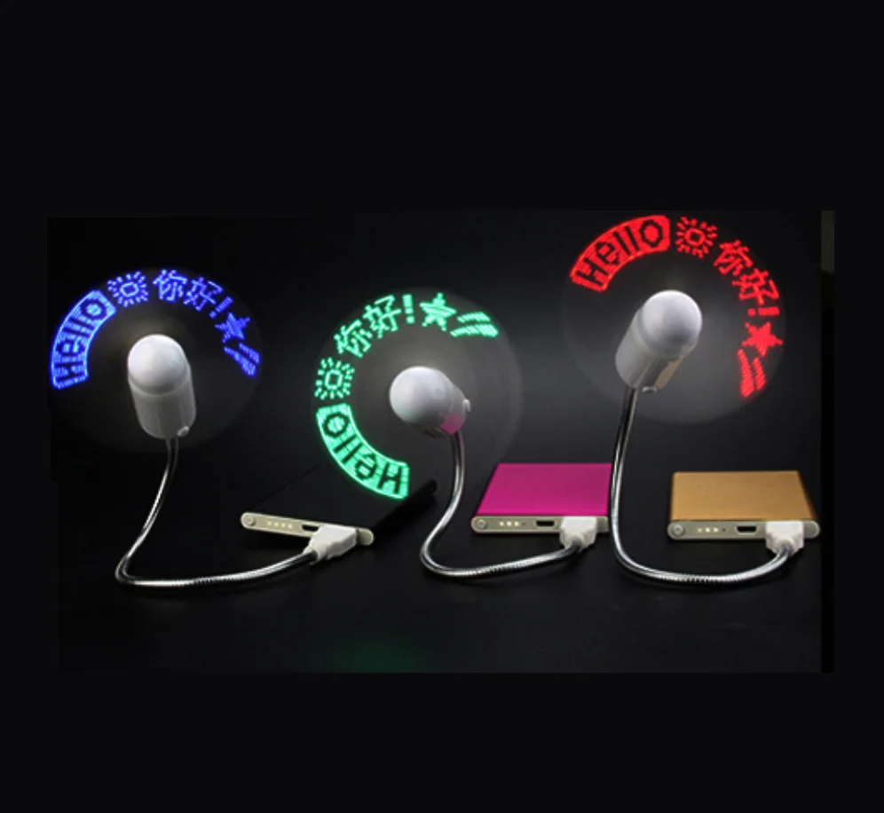 Custom mini usb fan with customized led message for iphone