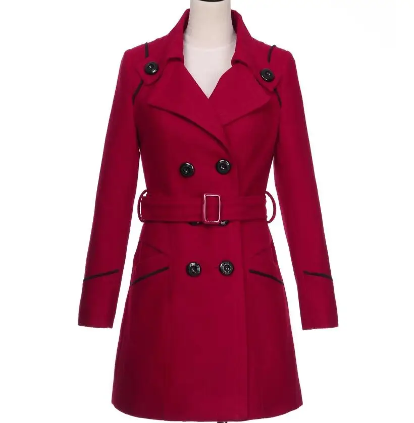 
Russian Autumn Winter Warm Ladies Double Breasted Long Women Wool Coat 