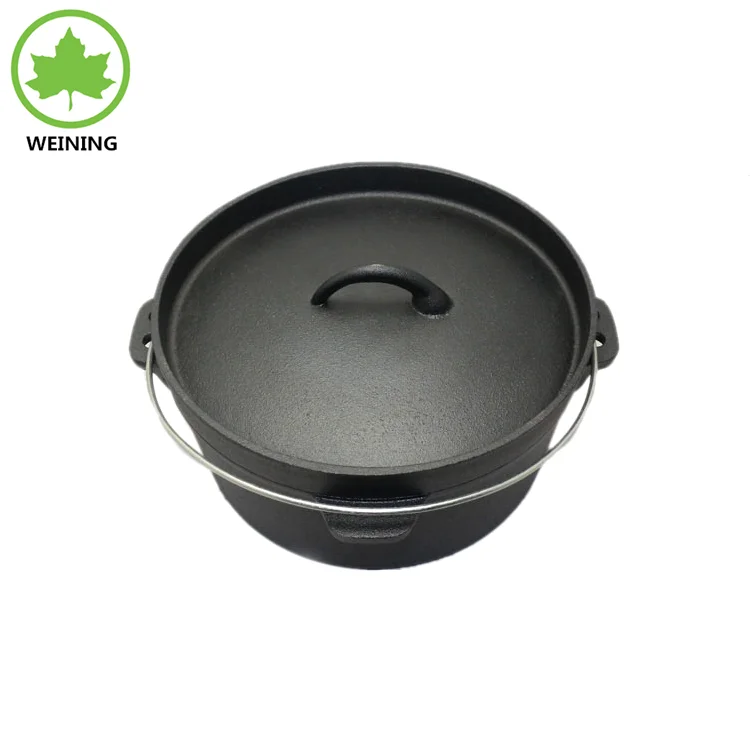 Camping Cooking Pot Tripod Cast Iron Dutch Oven Pot 4.5-9QT