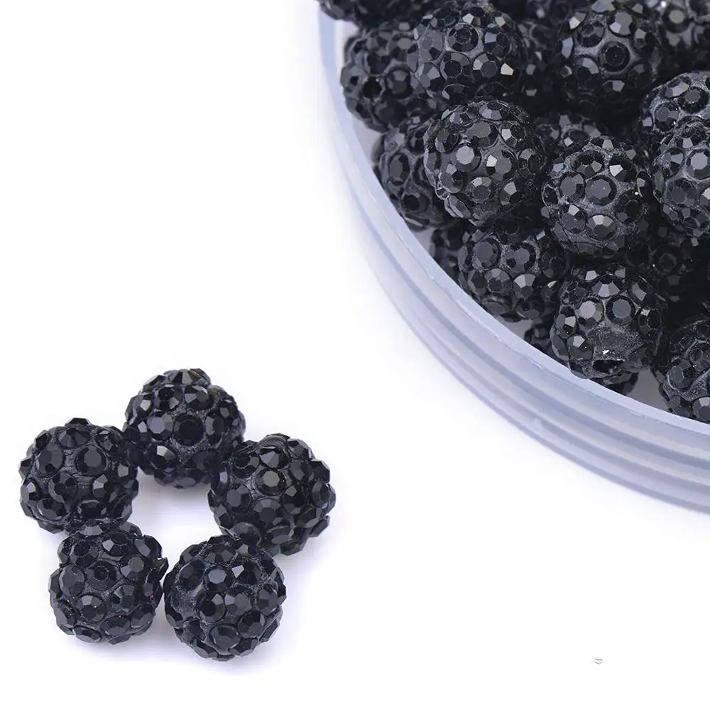 Pave Czech Crystal Disco Ball Clay Beads