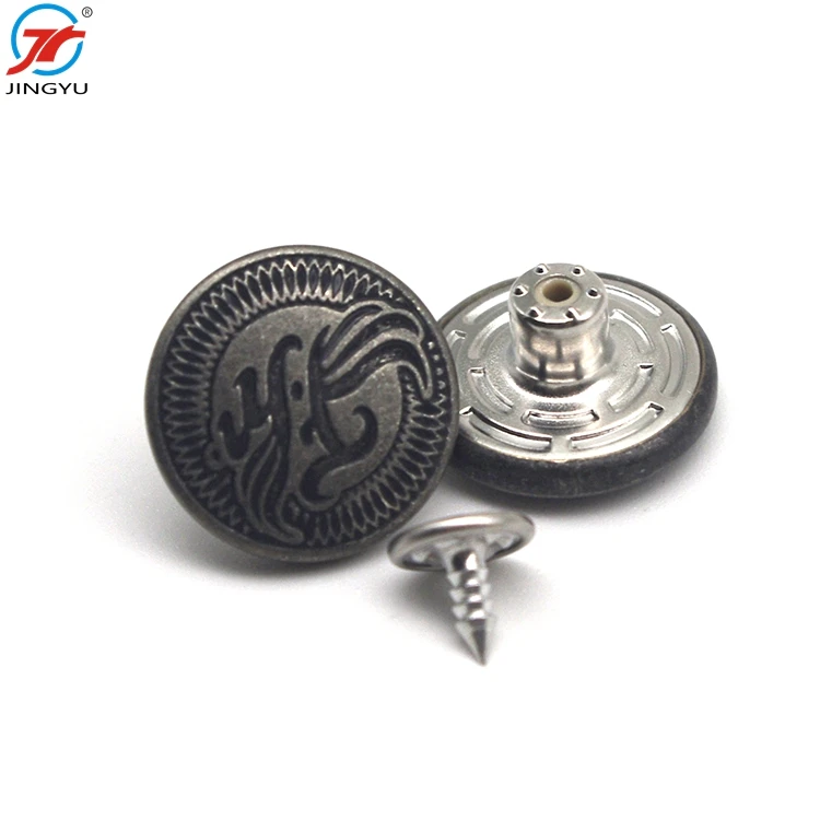 Wholesales Custom Garment Accessories Metal Different Types Of  Plastic Cap Metal Shank Jeans Button