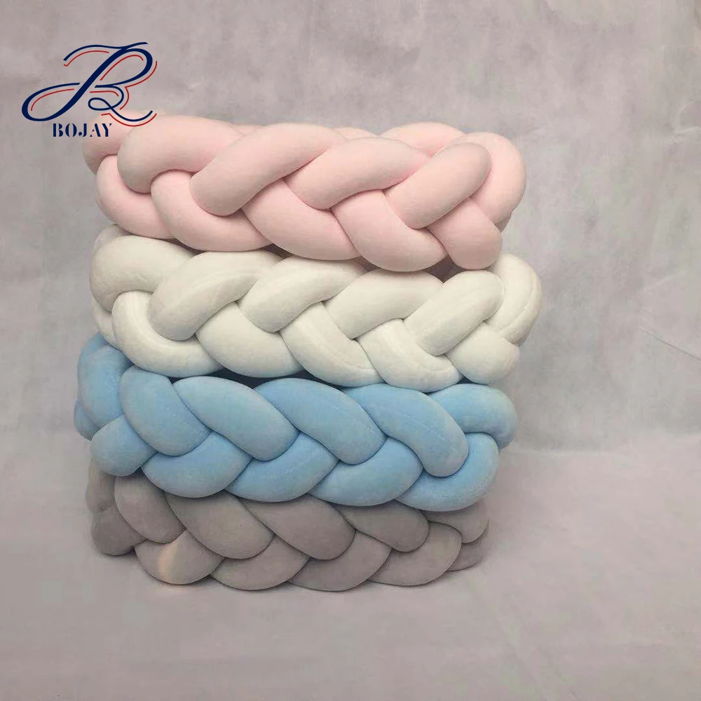 Bojay Three Braid Crib Bumper Chunky Knitted Knot Pillow Mixed Colors Giant Knit Baby Bedding Cradle Baby Crib Bumper