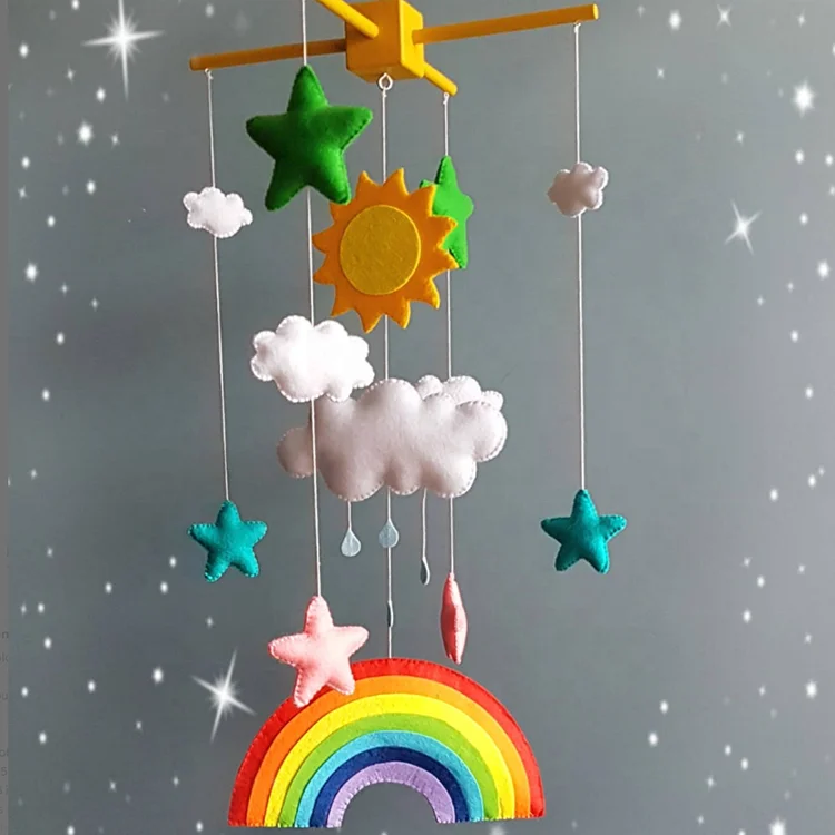 Rainbow shape felt decoration hanging toy for baby crib