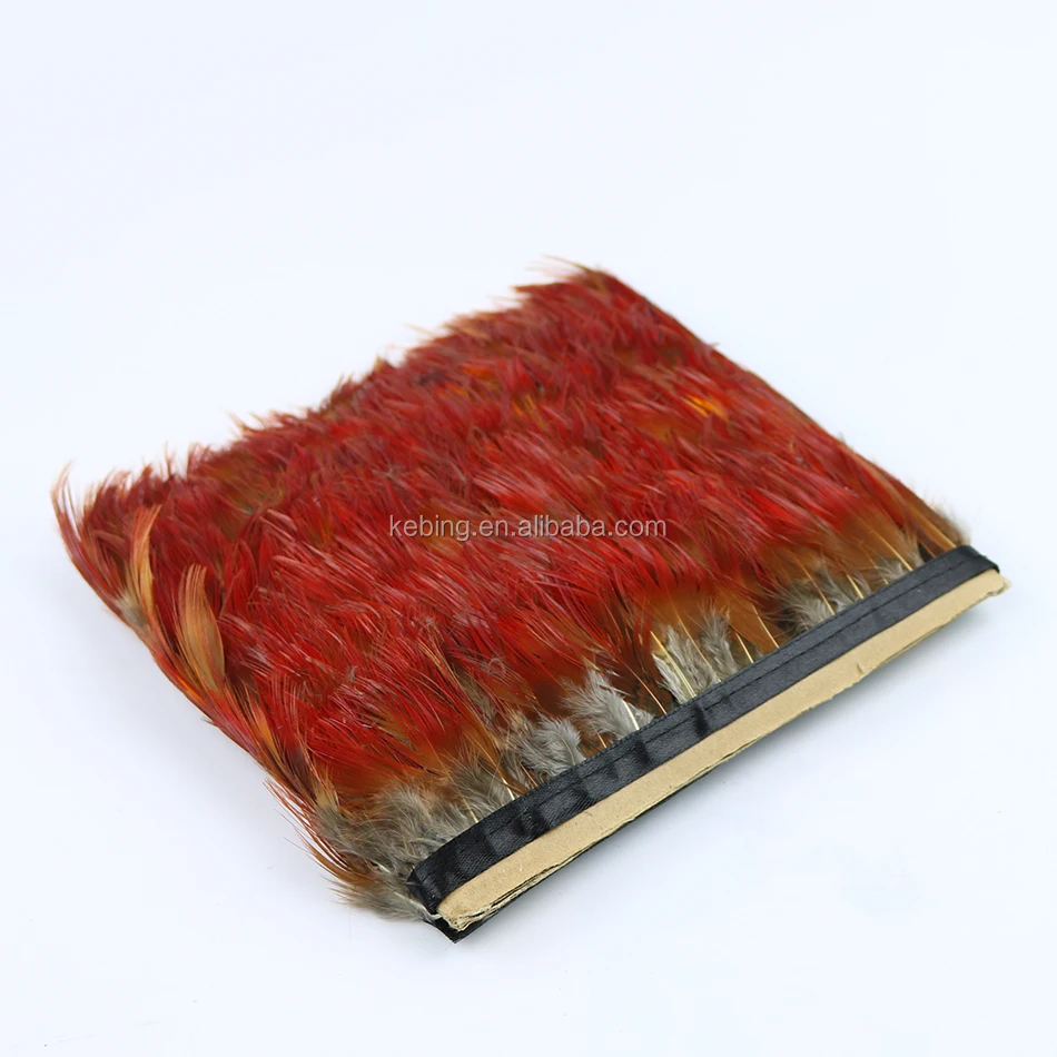 New arrival plume trim wholesale bulk dyed red pheasant feather fringe