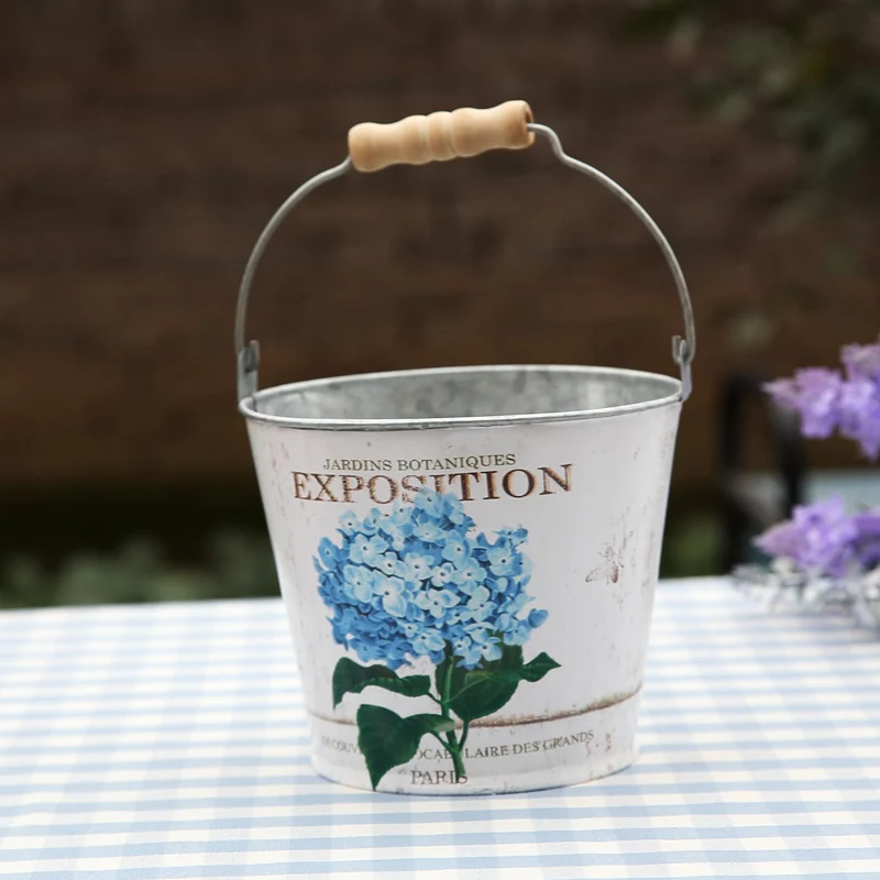 
High quality Planter Home & Garden Pot metal stick paper flower bucket 