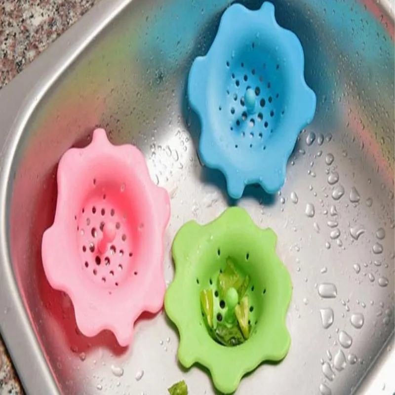 Домашняя кухонная Силиконовая сетка в форме цветка для раковины, высококачественный силиконовый сливной фильтр, Легкая очистка, силиконовый уловитель волос