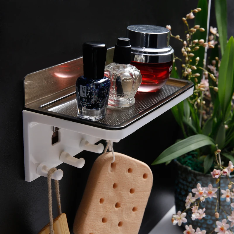 
2020 new design bathroom kitchen plastic multi-function storage rack with 5 hooks wall key hanger 