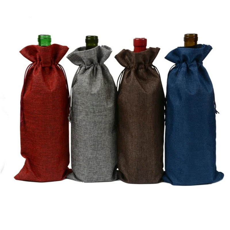 Jute Wine Bottle Bag Sparkling Wine Champagne Gift Bag