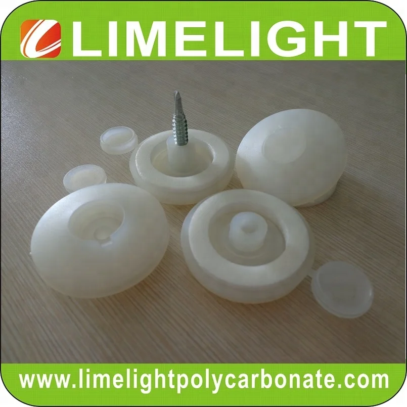 Waterproof polycarbonate cap screw fixing button with foam washer for 6mm to 16mm polycarbonate hollow sheet