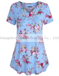 Summer Ins Fashion Women Floral Tops Shirts Blouse With Buttons