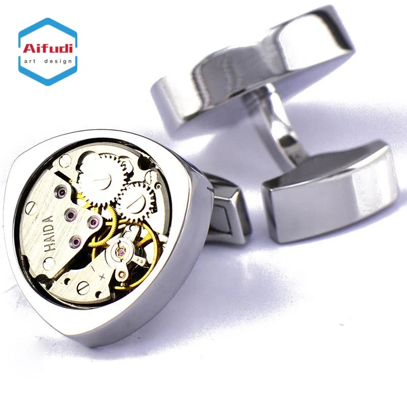 
high quality custom logo watch movement cufflink 