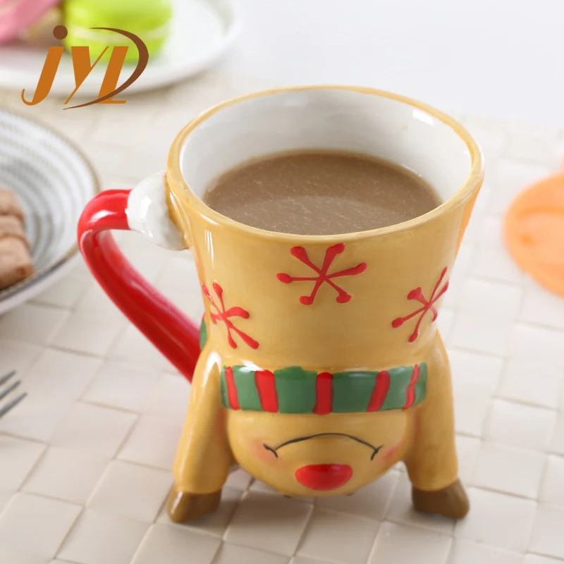 Fashion Design Modern Milk Tea Mug Cup Cute 3D Cartoon Shape  Animal Ceramic Children Mugs With Silicone Lid
