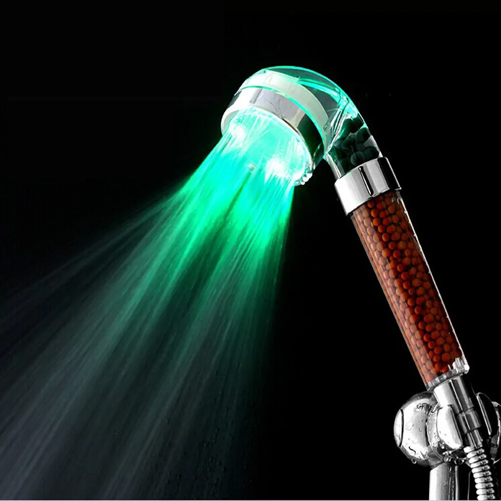 Romantic LED Shower Head Temperature Control Water Saving Increased Pressure Available 3 Colors Bathroom Faucet Accessories