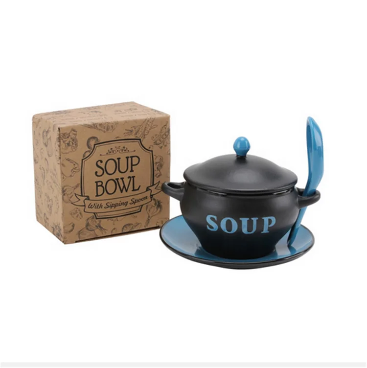 Hot selling Matte glazed hotel microwave japanese miso porcelain novelty funny soup bowl with cover
