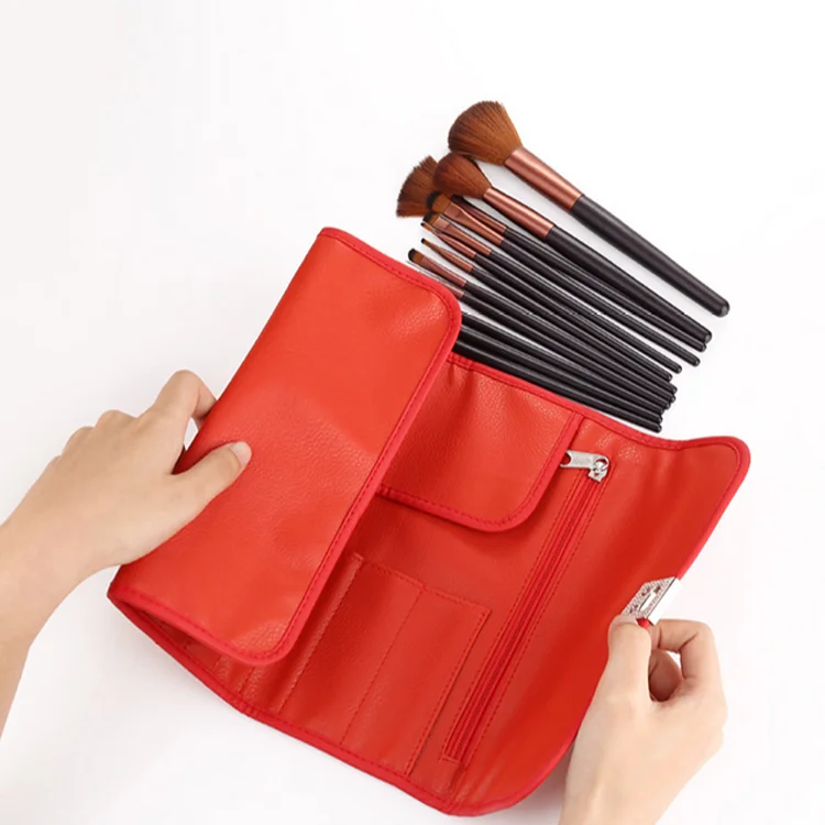 
Fashion PU Leather Makeup Brush organizer Bag Cosmetic Bag Case Holder 