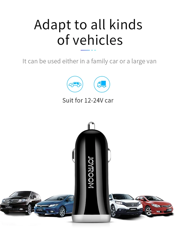 
Joyroom 3.1A 2Usb Car Fast Charger With Cable Micro Usb Charger 