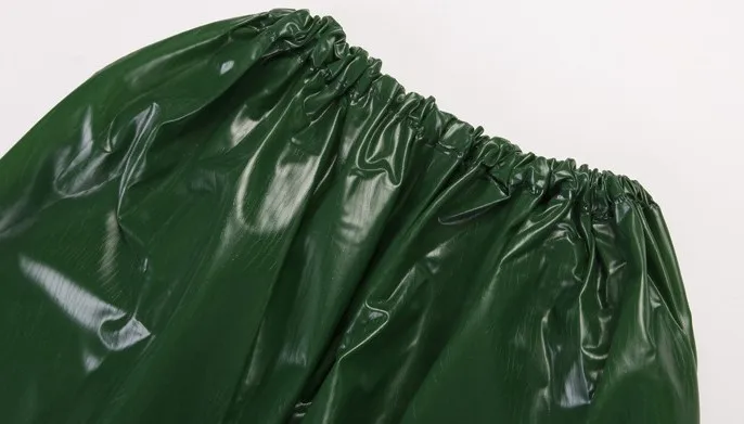 100% waterproof PVC film raincoat with reflective stripe women rain jacket with hood