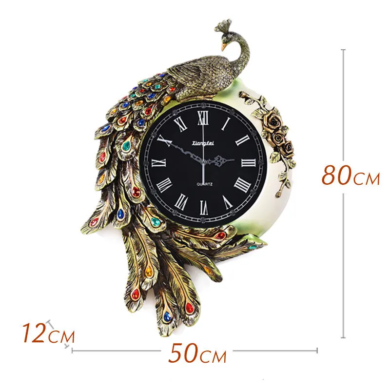 Креативные домашние украшения, настенные часы с павлином из смолы