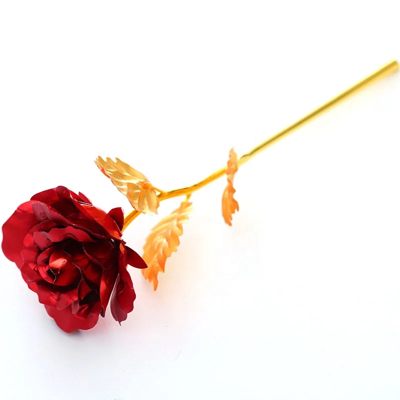 
24K Gold Foil Plated Rose Flower Handcrafted Handmade Dipped Long Stem Lovers Party Birthday Wedding Christmas Gifts 