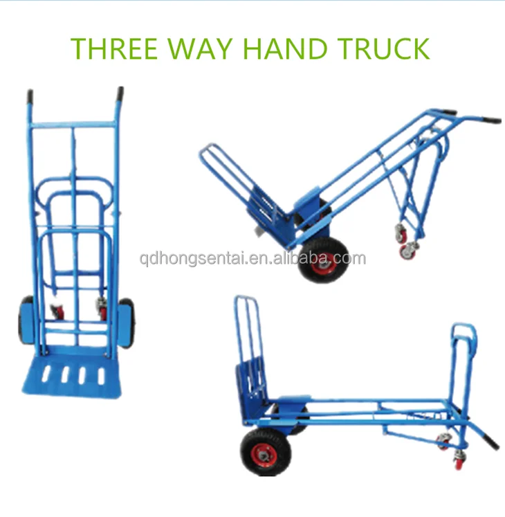 four wheel three ways hand sack pallet form truck trolley