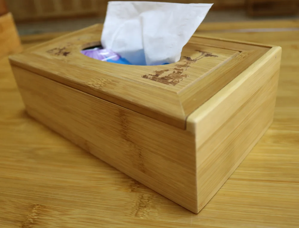 
Plain Color Wooden Tissue Box Holder Restaurant Home Hotel Bamboo Tissue Box 