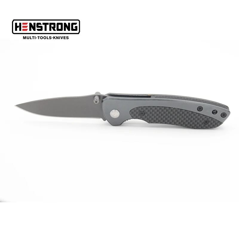 Titanium Pocket Knife with Carbon Fiber Drop Point Blade Stainless Steel EDC Foldable Camping Knife Customizable OEM Support