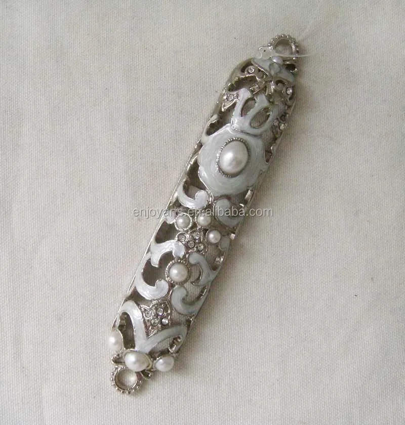 Jerusalem Hand Painted Antique Metal Mezuzah Case (P32010a)