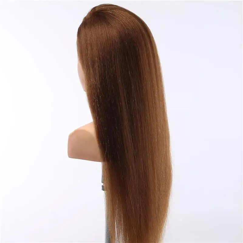 Супер качество макияж обучение голову Женский с плеч, пластиковые человеческих волос салон красоты инструмент стажер 26 дюймов золото