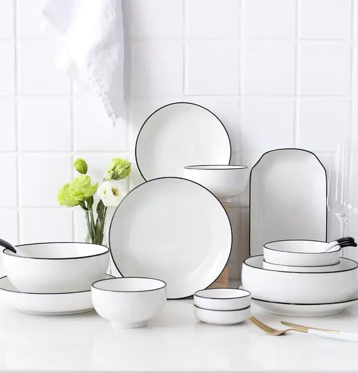 Wholesale home goods china supplier white glazed stoneware dinnerware for wedding