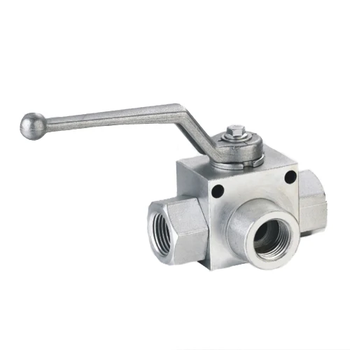 BSP1/4' 3 way high pressure ball valve outside thread with 2 mounting holes 7200PSI 500BAR