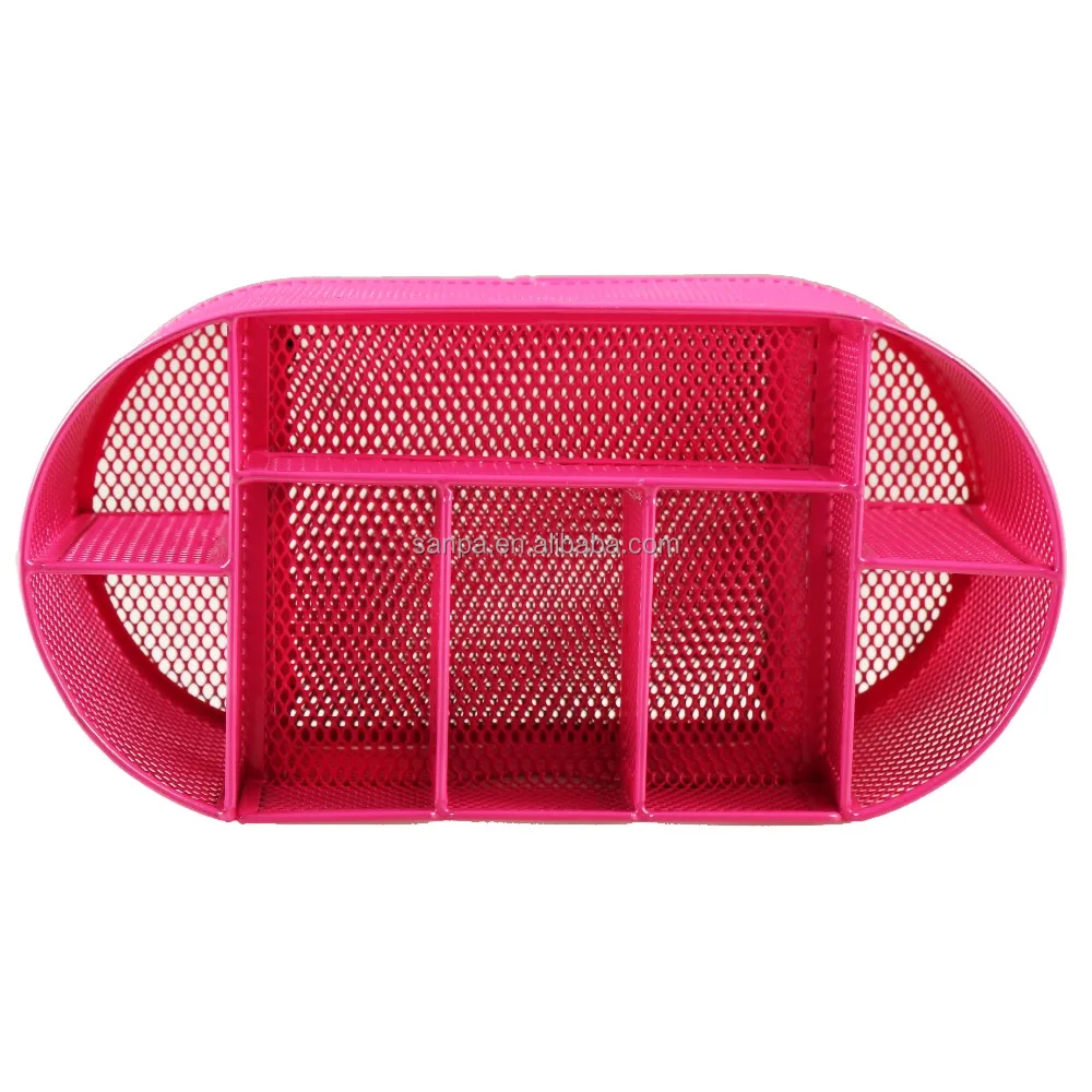 Office Stationery Metal Mesh 5 Compartments Desk Organizer With Drawer