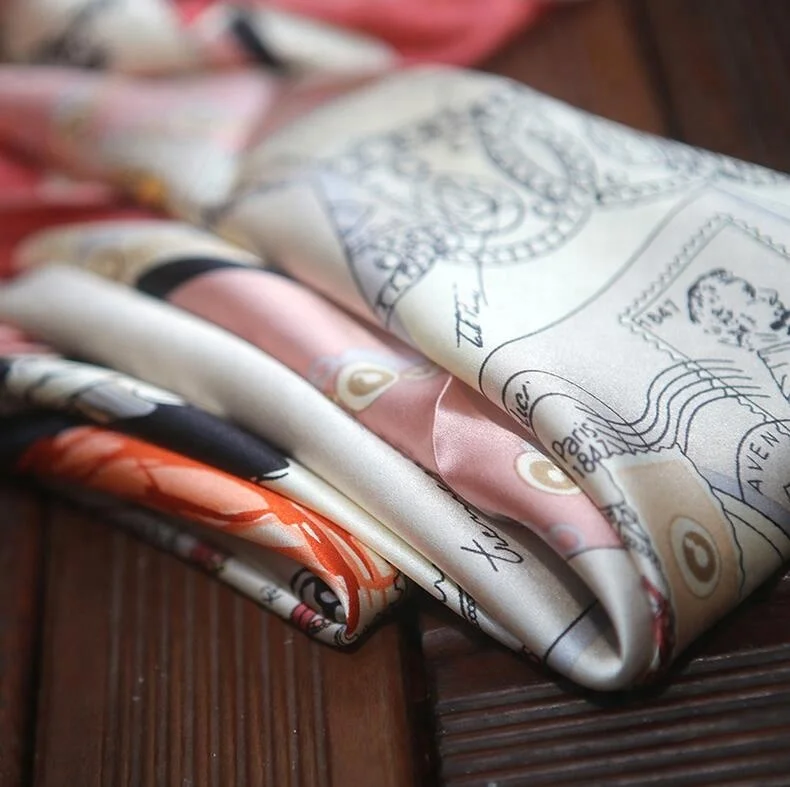 ZP wholesale and OEM satin square 100 silk scarf 90x90cm