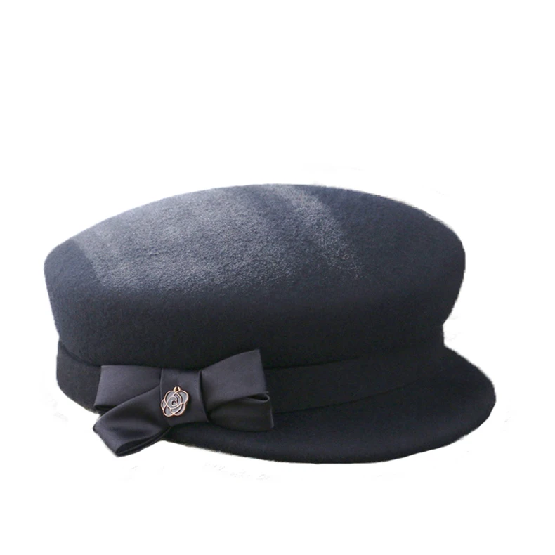 Fall Winter Vintage Literary Fashion Black British Fedora Women Wide Brim Women 100% Wool Felt Hat Hats Lady Military Hats