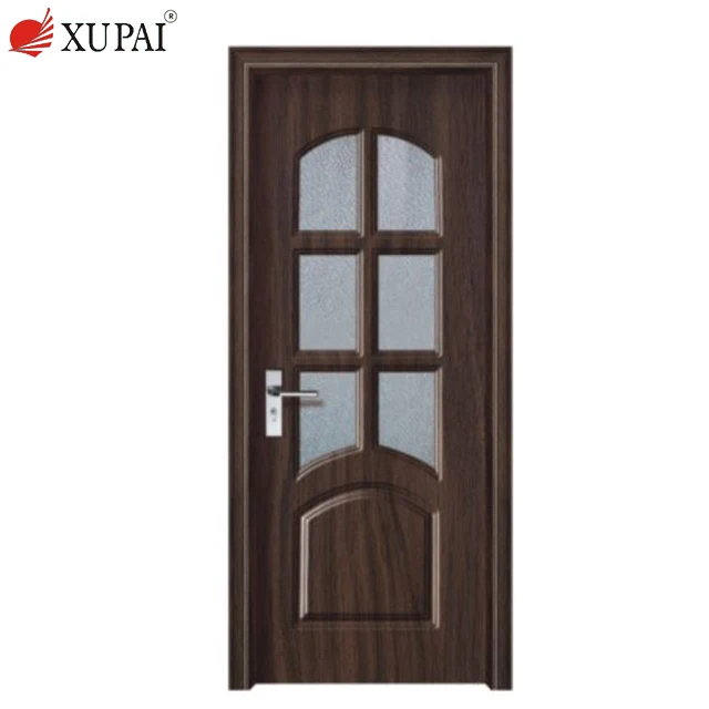 Hotel pvc bathroom door glass inserts wooden frame door pvc coating door for sale