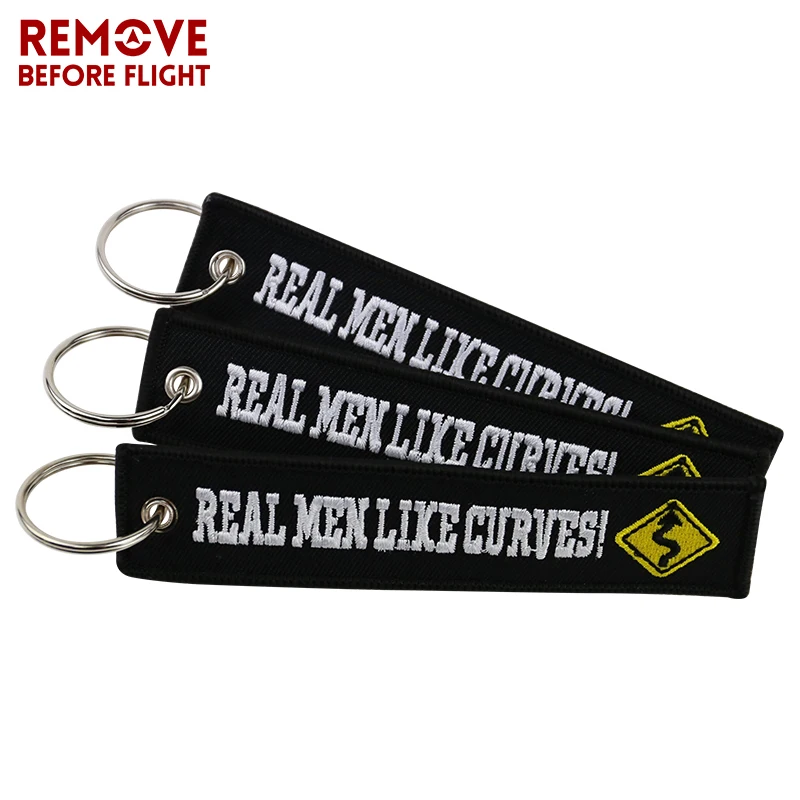 Key Chains Motorcycle Chain Keychain Bijoux for Cars Embroidery Real Men Like Curves Key Fobs Car Key Chain