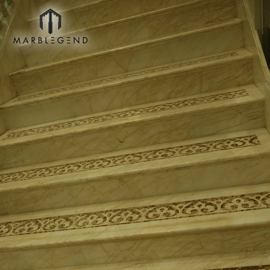 
custom luxury home interior design high quality Aran White marble stair tread for sale 