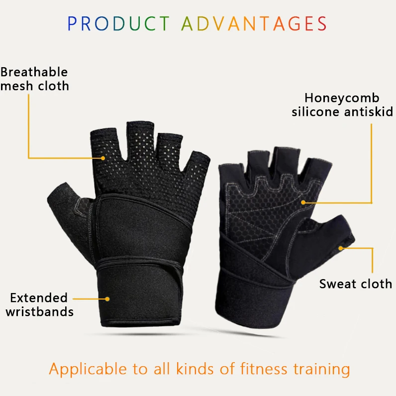 Customized Logo Available Cross Training Gym Gloves Fitness Workout Half Finger Weight Lifting Gloves