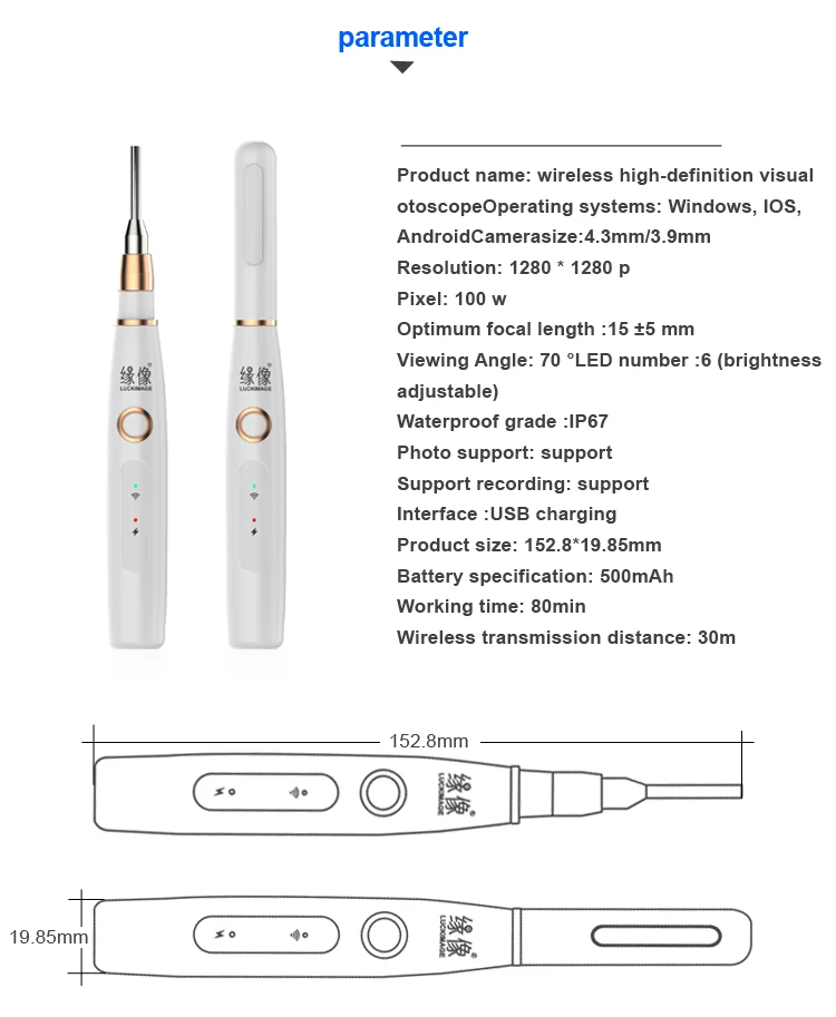 CE ISO Approved LED Diagnostic Equipment Medical Devices Portable Fiber Optical Otoscope