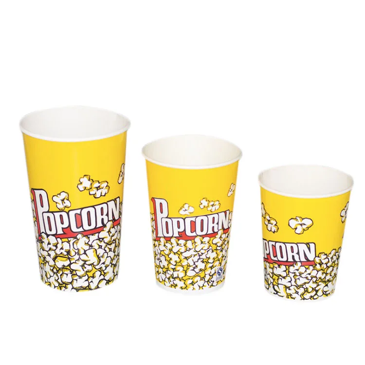 Food paper container with lid 170 biodegradable tin custom printed plastic popcorn bucket