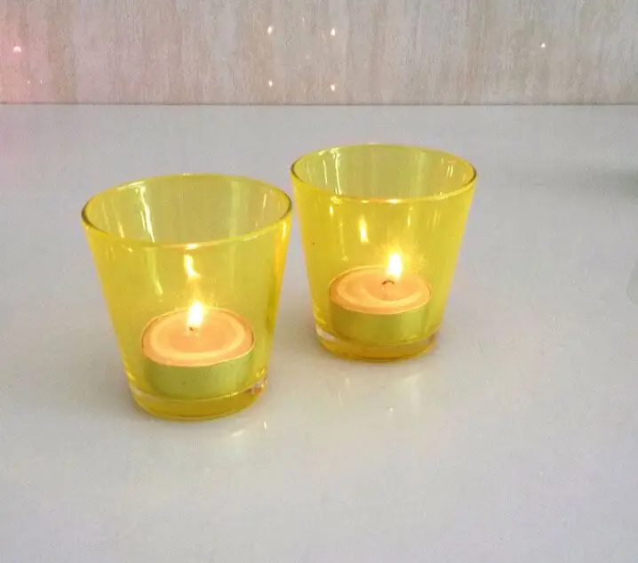
graceful and colorful small glass candle holder cup 