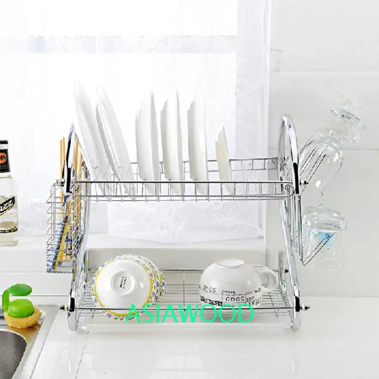 The Best and Cheapest desktop 2 tier iron kitchen dish bowl rack