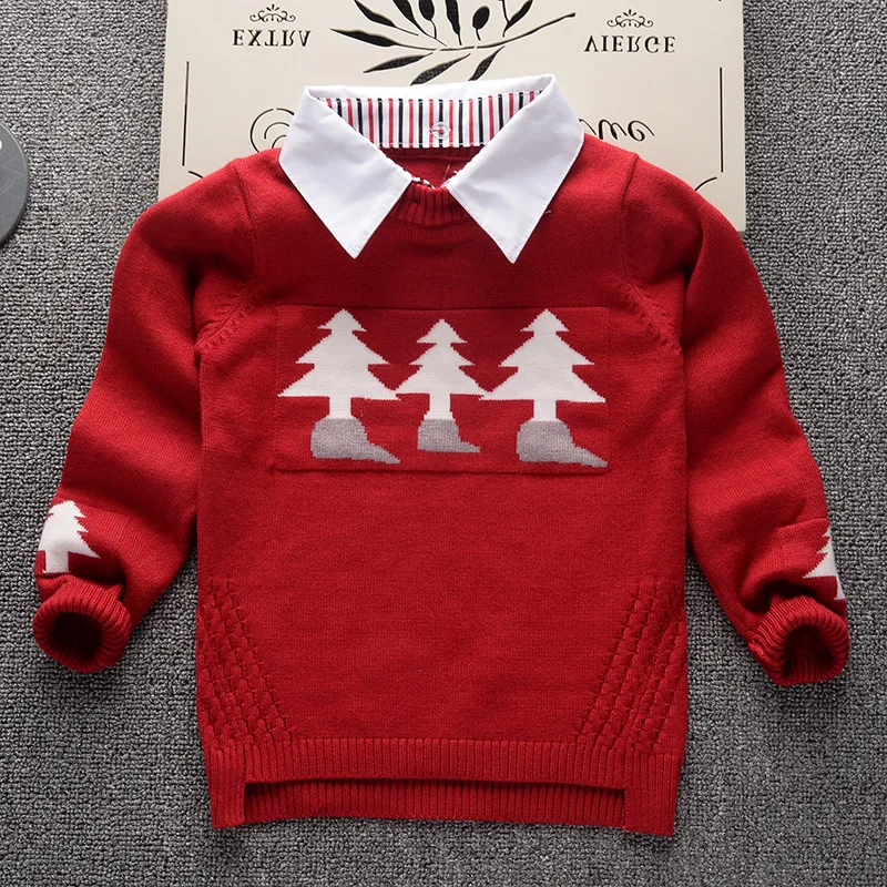 
3 pieces trees cartoon shirt collar baby boys sexy elegant knitting garment green sweater models 